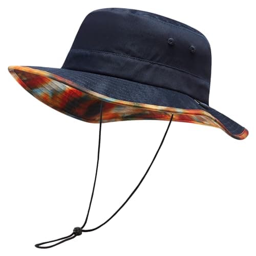 UVSAI UPF 50+ Foldable Sun Hat Patterned Under Brim Bucket Hats for Summer Hiking Fishing Beach Safari Men Women Navy - Image 1