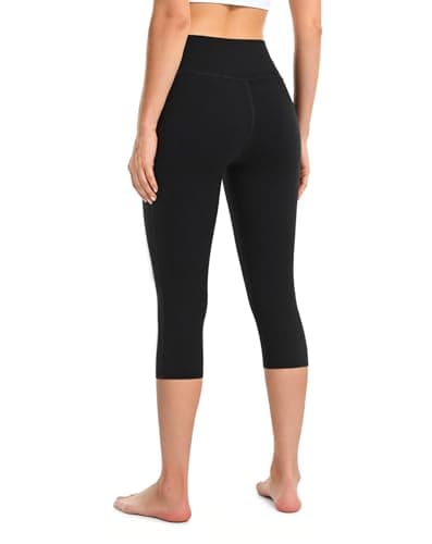 SEAJOJO Yoga Capri Pants for Women Activewear Crossover High Waisted Athletic Leggings Workout Running - Thumbnail 2