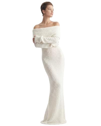 Kaelith Women's Off The Shoulder Long Sleeve Sweater Dress - Sexy Backless Bodycon Maxi Dresses for Vacation Beach Party - Image 1