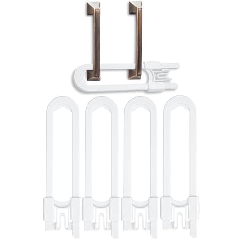 Vmaisi Baby Sliding Cabinet Locks - Adjustable U Shaped Child Safety Locks for Cabinets with Handles or Knobs, Childproof Latches for Kitchen Bathroom Storage Cupboards 4 Pack