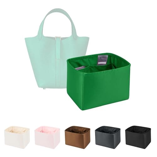 Purse Organizer Insert for Luxury Bag, Lightweight & Soft Satin Fabric with Pockets, Ideal for Travel, Shopping, and Daily Use, Multicolor Options, Fits Picotin 18(Bambou, PC18) - Image 1