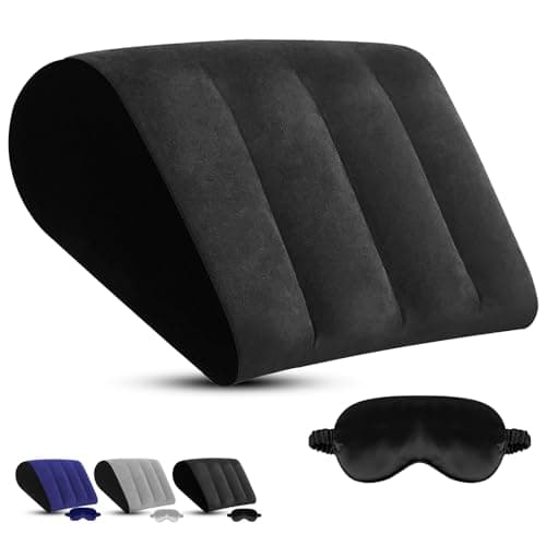 Inflatable Wedge Pillow for Traveling & Sleeping– Portable Bed Wedge Cushion With Silk Eye Mask for Leg Elevation,Back Support & Relaxation,Compact Lumbar Pillow for Camping, Home Use& Outdoor Trips - Image 1