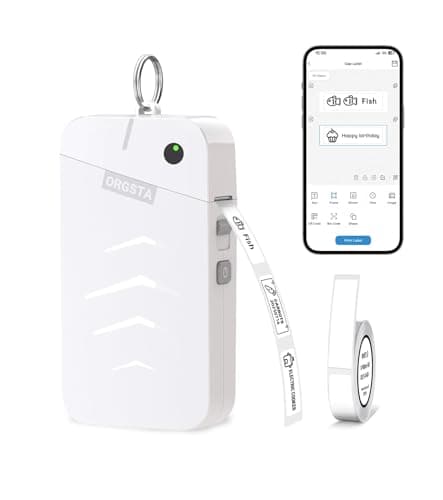 ORGSTA Label Maker Machine with Tape Bluetooth Portable Thermal Labelling Printer for School Home Office Organization, Wireless Mini Labeler S001 Label Machine with Label Sticker Maker, White - Image 1