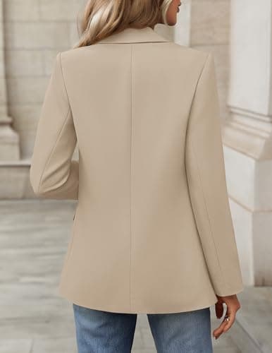 MEROKEETY Women's Long Sleeve Blazer 2026 Fall Open Front Work Office Suit Jacket Business Casual Outfits, Sand, Small - Thumbnail 6