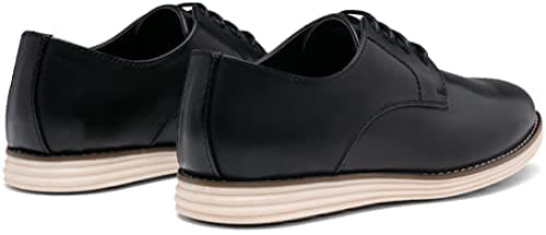 Vostey Mens Casual Dress Shoes Wingtip Plain Business Dress Shoes for Men (BMY618 Black 08) - Thumbnail 5