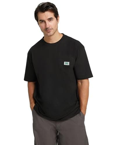 SKPRO Mens T-Shirts, Loose Fit Work T Shirts for Men with Pocket Black L - Thumbnail 5