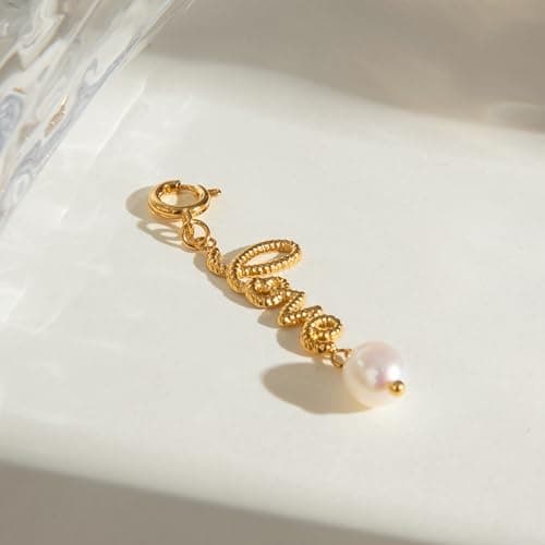FAMARINE Pearl Keychain for Bag LOVE Chain Keychain Clasp Clip on Charms Accessories - Thumbnail 3