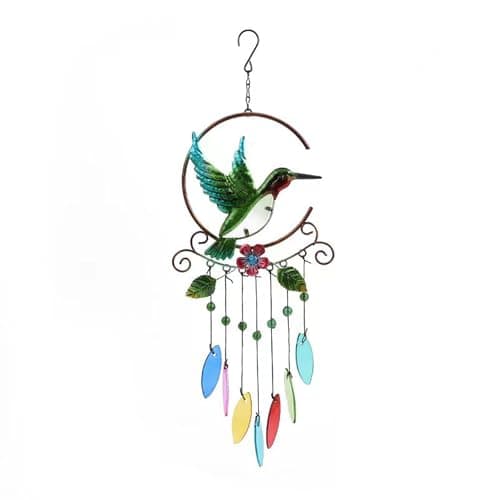 Wind Chimes Hummingbird, Garden Glass Colorful Wind Chimes for Home, Party, Festival Decor, Garden Decoration Indoor/Outdoor, Lifelike Hummingbird Bell Deep Tone Style - Image 1
