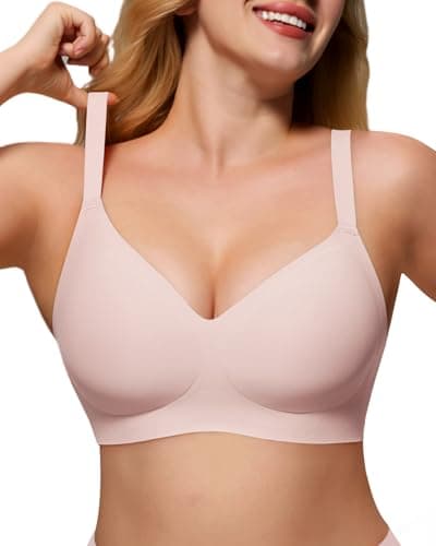 As Fairy No Underwire Bras Seamless Wireless Full Coverage Comfort Bralette Supportive Push Up Everyday Bras Pink 32C - Image 1