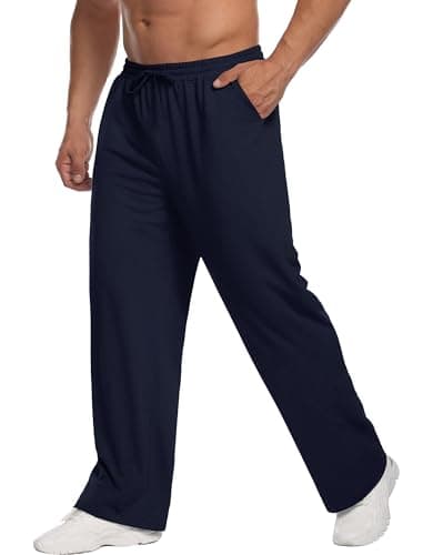 Deyeek Mens Sweat Pants Wide Leg Baggy Gym Sweatpants with Pockets Casual Lounge Pants Big and Tall Navy Sweatpants Men 3XL - Image 1