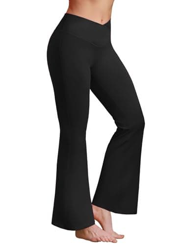 BRXL Tall Yoga Pants Flare V Cross Over High Waist Wide Leg Leggings Tummy Control Bell Bottom Gym Workout Pants - Image 1