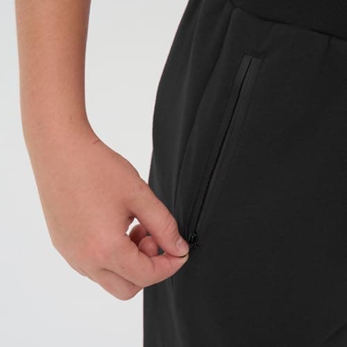 Avsead Boys Sweatpants Pants Fleece 3 Pack Athletic Kids Joggers Sweat Pant with Zipper Pocket Fall Winter Clothes Size 8-10 Black/Dark Grey/Black - Thumbnail 4