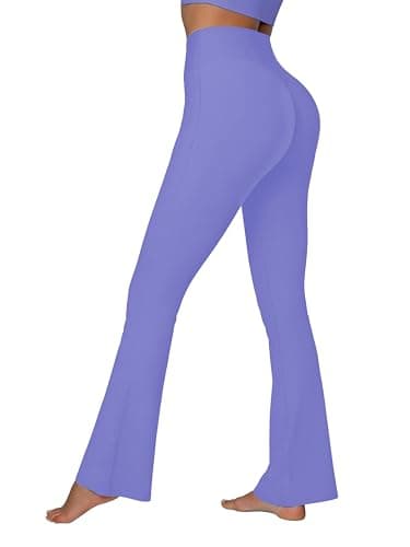 Sunzel Sunzfly Invisible Butt Scrunch Flare Leggings for Women, Mini Flared Yoga Pants with Tummy Control and High Waist 30" Periwinkle Small - Image 1