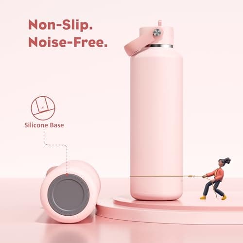 POWCAN 24 oz Water Bottle Insulated: Leakproof, Keep Cold 24H, Car Cupholder Friendly, Top Handle, Lightweight, Metal Water Bottle with Straw for Outdoors, Trip, Fitness, Gift, Running (Cotton Candy) - Thumbnail 6