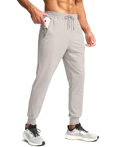 Pudolla Men's Lightweight Sweatpants with Pockets Ultra 4-Way Stretch Joggers Gym Workout Runing Athletic Track Pants(Dusty White XL) - Image 1