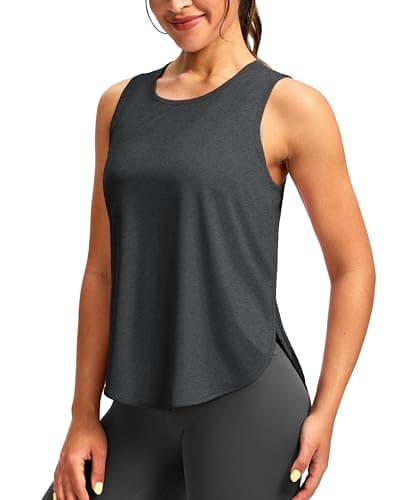 Soothfeel Women's Workout Tank Tops Racerback Sleeveless Running Tennis Shirt Loose Fit Sports Gym Exercise Yoga Athletic Top (Heather_Dark_Grey, XXL) - Image 1