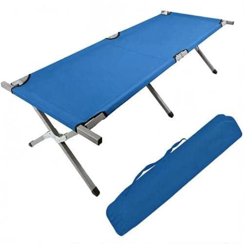 HOMSUPPLIE'S Folding Camping Cot,Outdoor Portable Camp Bed, Sleeping Cots with Carry Bag (Blue)