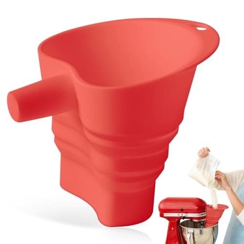 Flour Funnel for KitchenAid Mixer - Stand Mixer Attachment Compatible with (KSM150) 4.5-5 Qt Tilt-Head Mixers Red (Red) - Image 1
