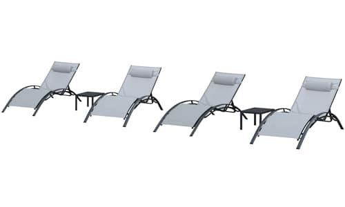 PURPLE LEAF Patio Oversized Chaise Lounge Chair Set with 2 Side Table Pool Adjustable Recliner Chairs for Outside Beach Outdoor Sunbathing Tanning Poolside Lounges - Image 1