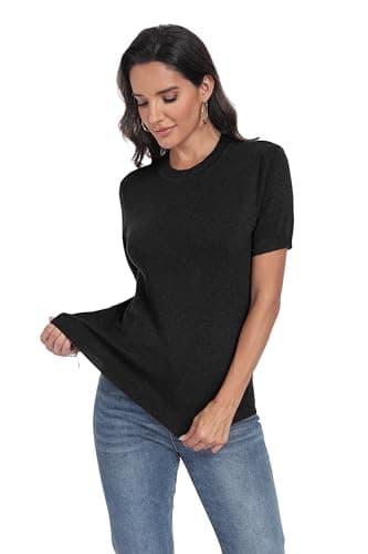 Lepunuo Sweaters for Women Wool Blend Business Casual Sweaters Spring Summer Dressy Casual Cashmere Basic Pullover Tops Black - Thumbnail 4