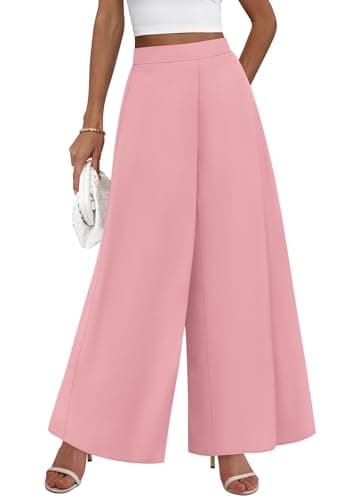 KIRUNDO Palazzo Pants for Women Dressy 2026 Spring Slacks Wide Leg High Waisted Business Casual Work Trousers with Pockets(Pink, XX-Large) - Image 1