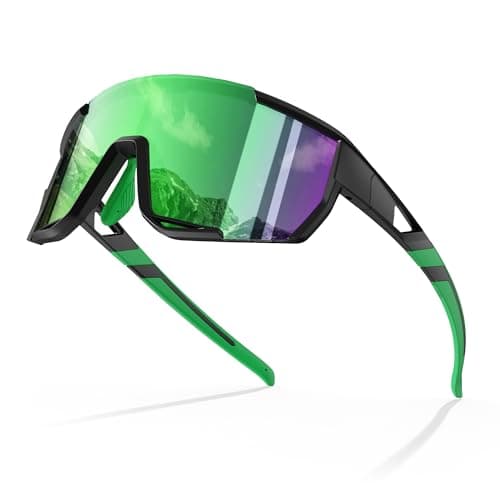 LANSWEE Polarized Sunglasses for Men, Sport Sunglasses Men,UV400 Protection for Running Fishing Driving Baseball Cycling，Sand Black/Green - Image 1