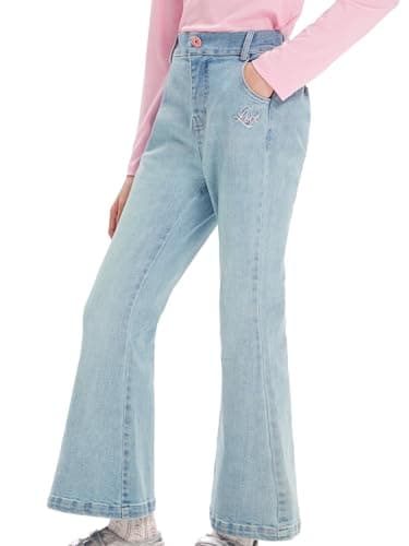 Barry Banny Girls Flare Jeans Denim Wide Leg Pants High Waist Casual with Pockets Kids Clothes 6-16Y - Image 1
