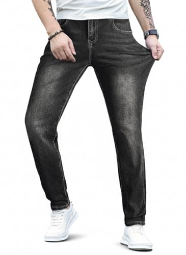 JMIERR Men's Slim Fit Stretch Tapered Leg Skinny Jeans, Casual Cotton Comfort Flexible Denim Pants for Men with 5 Pockets, 34W*30L, Gray - Image 1