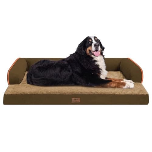 Orthopedic Large Dog Bed Washable: Brown Gaint Size Dog Beds with Removable Washable Cover, XXXL Large Orthopedic Sofa for Big Pet Dogs - Image 1