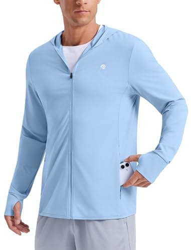 PINSPARK Men's UPF50+ Full Zip Outdoor Hoodies Lightweight Sun Protection Long Sleeve Jacket for Fishing Hiking with Pockets - Image 1