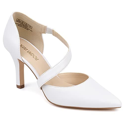 JENN ARDOR Women's White Closed Toe Heels for Women 3 inch Stilettos Professional D'Orsay Pumps Sexy Ankle Strap Pointed Wedding Bride Evening Party Office Ladies Dress Shoes High Heels 9 - Image 1