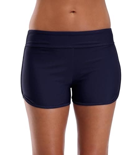 SOCIALA Women's Sporty Swim Shorts High Waisted Swim Bottoms Boyleg Bathing Suit Bottoms Board Shorts Navy L - Image 1