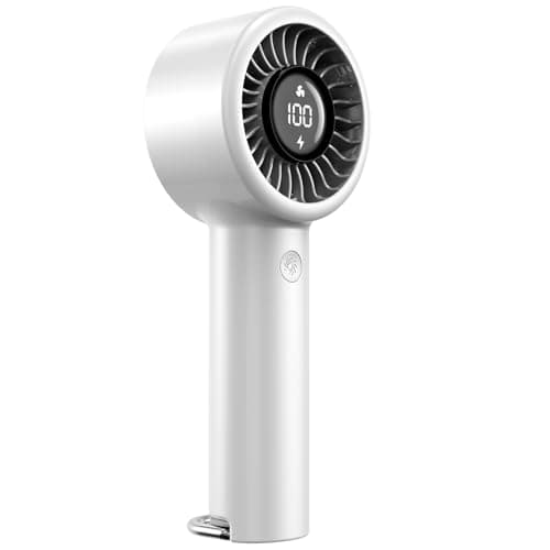 Portable Mini Handheld Fan Turbo, USB Rechargeable Electric High Speed Personal Hand Held Fan, 5 Speeds, LED Display, Battery Operated, Lightweight Small Size, Gift for Womens, Mens, Makeup, Travel - Image 1