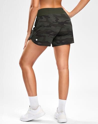 G Gradual Women's Running Shorts with Mesh Liner 3" Workout Athletic Shorts for Women with Phone Pockets(Green Camo,X-Large) - Thumbnail 4
