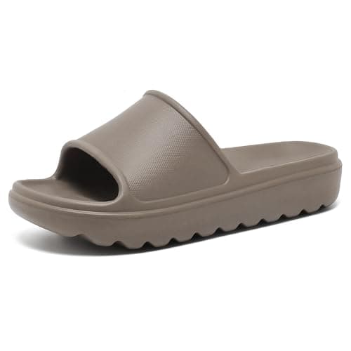 GETOEU Cloud Slides for Women and Men Pillow Slides Slip-Resistant Shower Shoes Recovery Slide Sandals Cushioned Thick Pillow Slippers Comfort Indoor and Outdoor Slide,Brown - Image 1