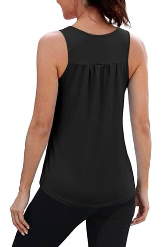 NIASHOT Womens Workout Tops Racerback Long Tank Top Running Muscle Tanks Sleeveless Flowy Gym Shirt Lightweight Ropa Deportiva para Mujer Black XL - Image 1