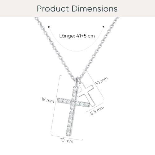 Gold Cross Necklace for Women - 14K Gold Plated Dainty Double Cross Pendant Necklace, Cute Cubic Zirconia Cross Charm Necklaces Faith Trendy Jewelry Birthday Easter Religious Christian Gift for Her - Thumbnail 5