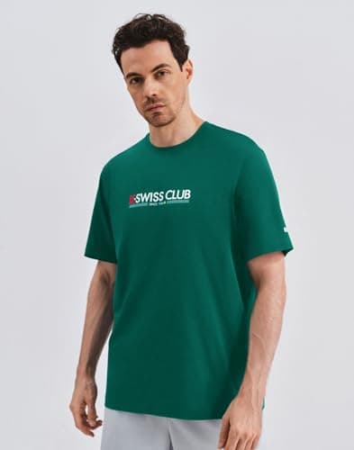K-Swiss Men's Classic Sportswear T-Shirt - Ultra Soft Short Sleeve Crewneck T-Shirts with Graphic for Tennis Golf Gym Casual - Green S - Thumbnail 3