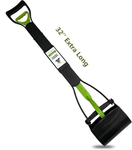 ShinyDew 32" Pooper Scooper for Large Small Dogs, Extra Long Handle Heavy Duty Poop Scoop, Foldable Dog Poop Picker Upper for Yard (Without Bag and Dispenser Attachment)