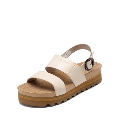 DREAM PAIRS Women's Orthopedic Arch Support Platform Sandals Comfortable Cork Insole Low Wedges Sandals Flatform Summer Dress Shoes Cute Buckle Wedges for Beach,Size 8,Beige,DWUMWS2501 - Image 1