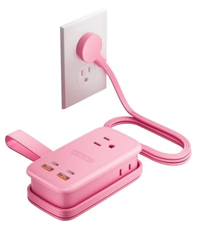 NTONPOWER GAN Ultra 65W Pink Fast Charging Station, Travel Power Strip with 3 Outlets 4 USB (2 USB C), Pink Extension Cord 4Ft, Kawaii Cute Accessories Compatible with MacBook, iPhone - Image 1