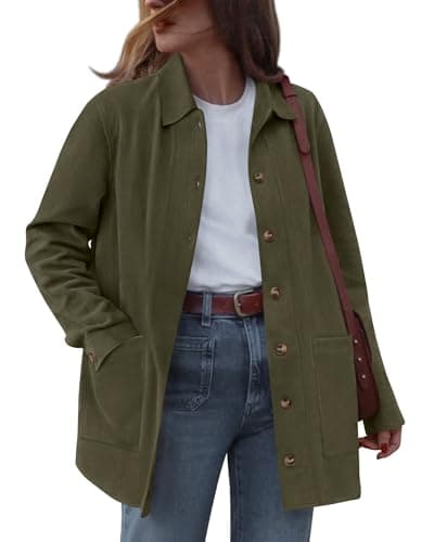 BTFBM Faux Suede Jacket Women Fall Fashion 2026 Leather Jackets Long Sleeve Button Down Winter Coats Shackets Outerwear(Army Green, XX-Large) - Image 1