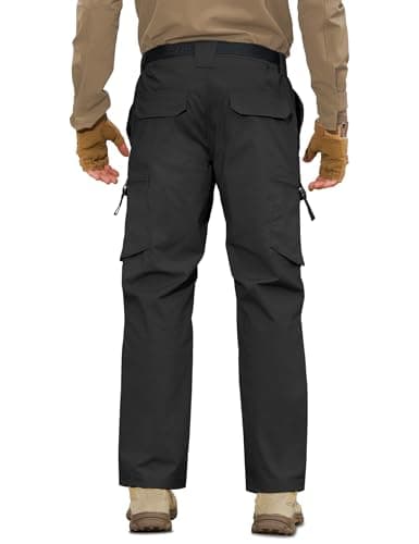MOURCE Cargo Tactical Pants for Men - Breathable Work Pants for Men with 10 Pockets, Black 32 - Thumbnail 2