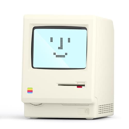 UNEEDE Maclock Retro Desk Clock, 1984 W-8 Computer Inspired Pixel Display Rechargeable Desk Clock, Multi-Alarm, Calendar, Temperature, Dimmable, Unique Retro Tech Gift for Office Bedroom Night Light - Image 1