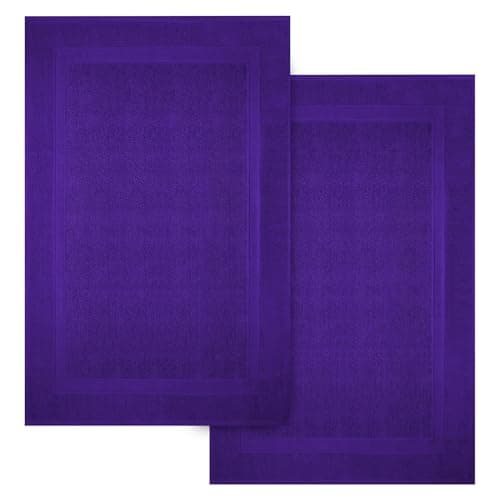 Infinitee Xclusives Premium Cotton Bath Mats for Bathroom – Pack of 2 | 34x22 Inches | Ultra Soft, Super Absorbent, Non-Slip, Machine Washable Mats (Profound Purple) [Not a Rug] - Image 1