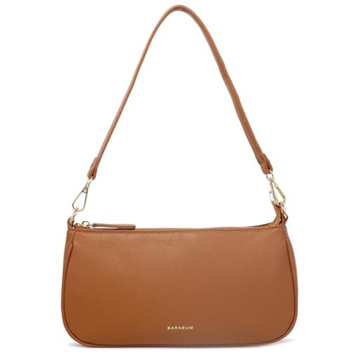 Barabum Retro Classic Clutch Shoulder Tote HandBag with Zipper Closure Purse for Women (8-Brown) - Image 1
