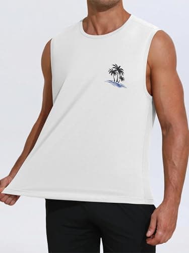 Gentlewarm White Tank Top Men Sleeveless Quick Dry Workout Tank Tops Hawaiian Running Muscle Beach Shirts - Thumbnail 4