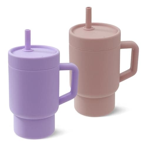 DLOCCOLD Silicone Straw Cup, Adorable Miniature Tumbler with Straw Handle, Tumbler Cup, 10oz, Easy to Clean - Image 1