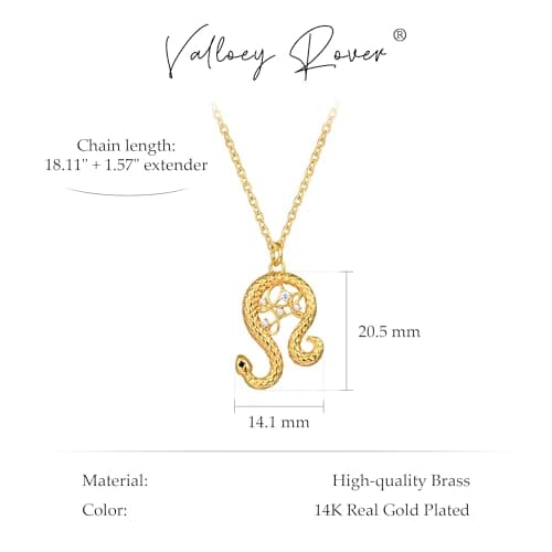 Valloey Rover Gold Necklace for Women 14K Gold Plated Cubic Zirconia Snake Pendant Neckalce Simple Dainty Cable Chain Necklace Jewelry Gift for Women - Thumbnail 4