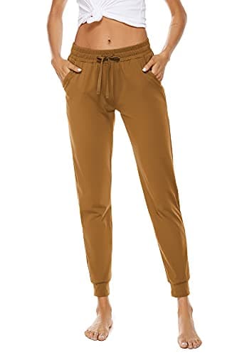 BATHRINS Women Tapered Joggers with Pockets – Casual Yoga High Waist Sweatpants Ginger - Image 1
